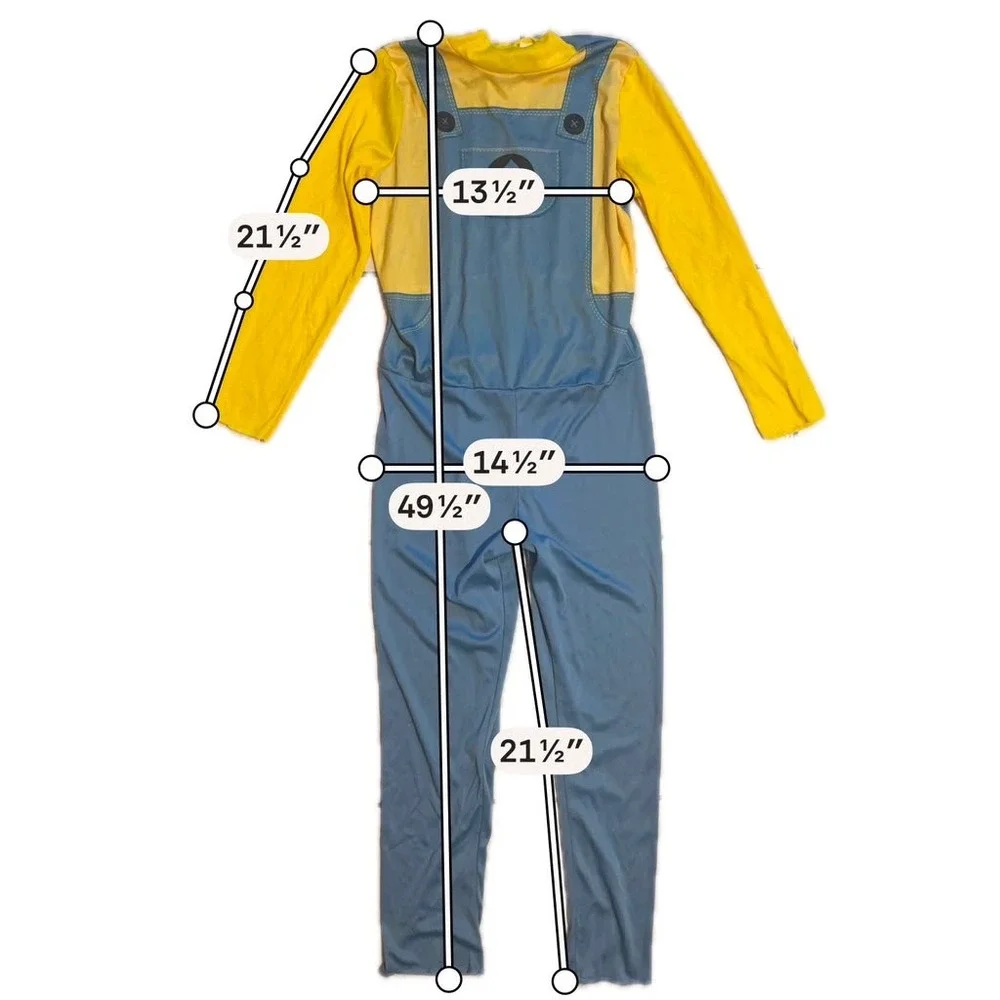 Disguise Minions Costume Kids Large 10-12 Yellow Blue Jumpsuit Halloween